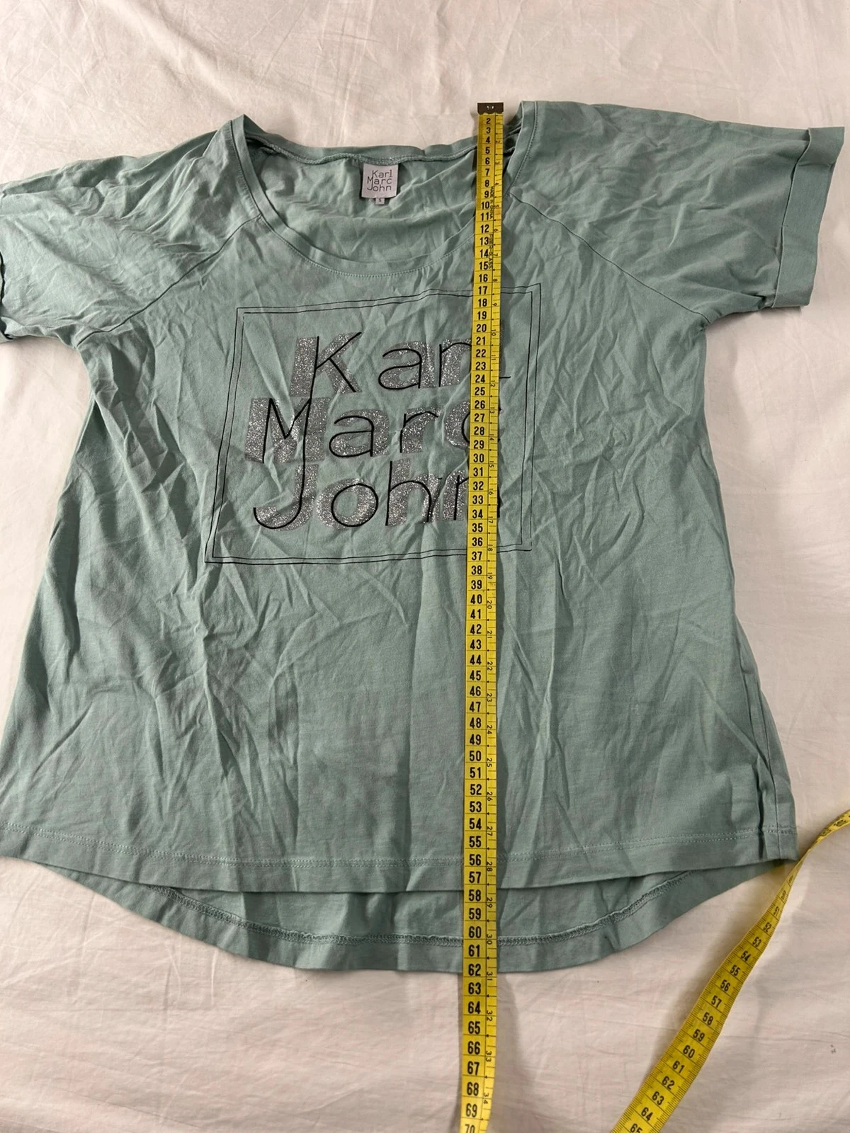 Groen bedrukt T-shirt Karl marc john stijl Y2K maat s – photo 8